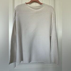 H&M Off White Ribbed Top Sz Large thick high neck drop shoulder boxy cut top